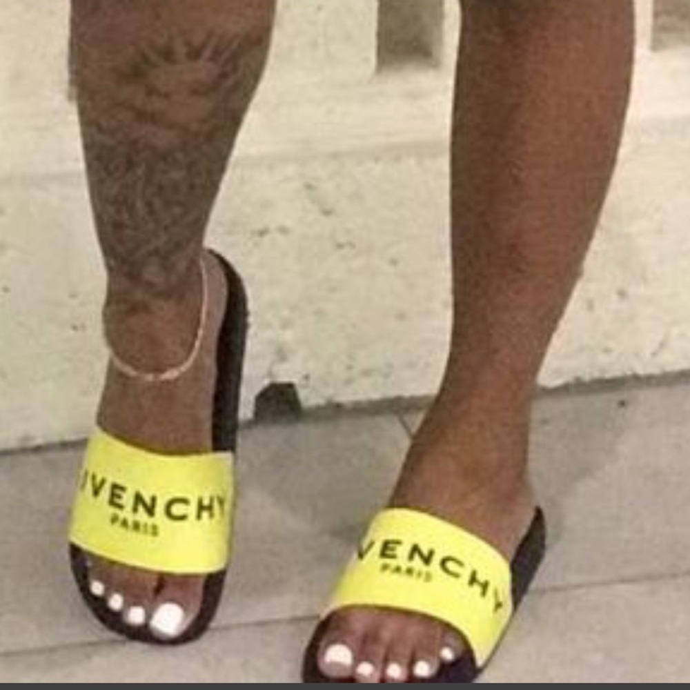 Givenchy Rubber Logo Slides in Yellow